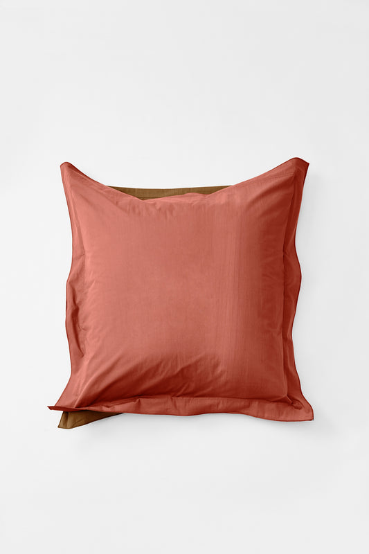 Product Image - Euro Pillowcase Pair in Bi Colour - Carob and Ochre Red