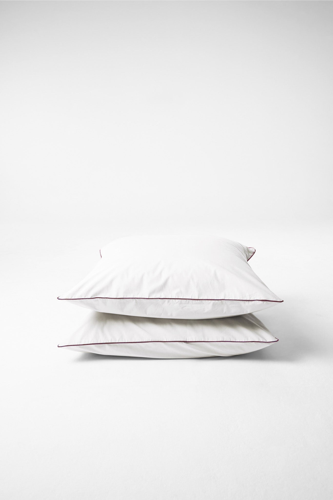 Euro Pillowcase Pair in Contrast Edge, Prism Sateen with Eggplant