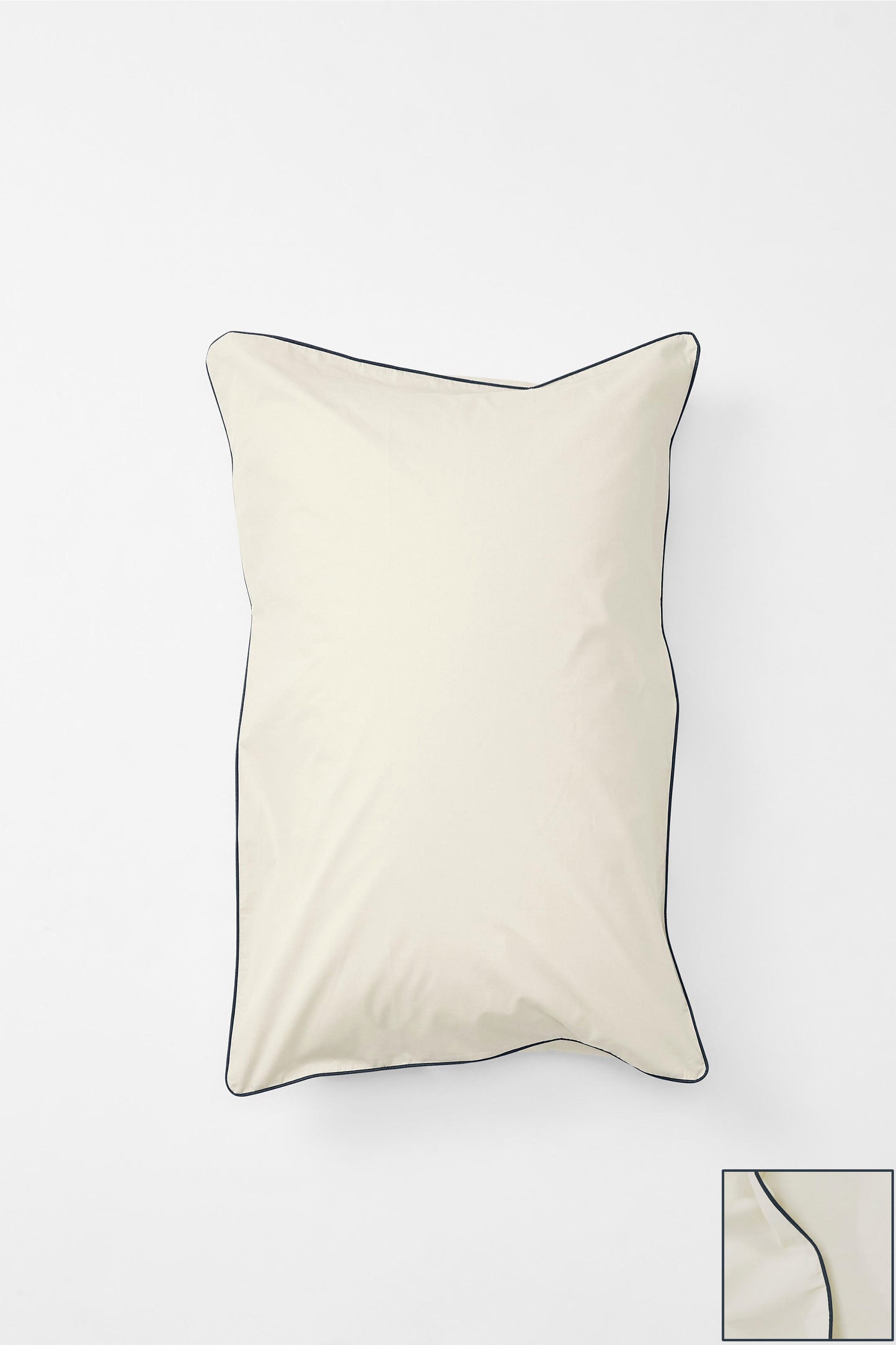 Contrast Edge, Canvas with Navy - Pillowcase Pair